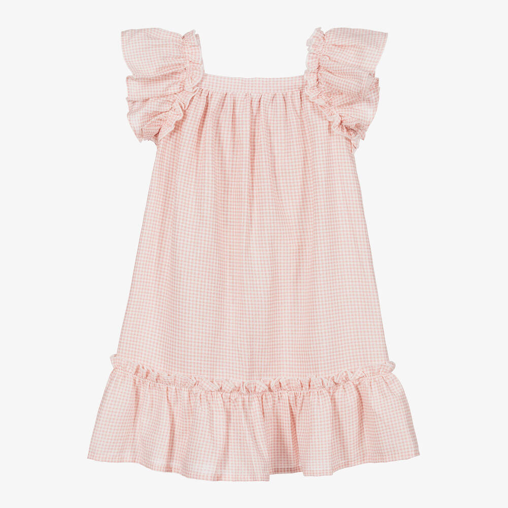 Babidu-Pink & White Check Dress  | Childrensalon Outlet