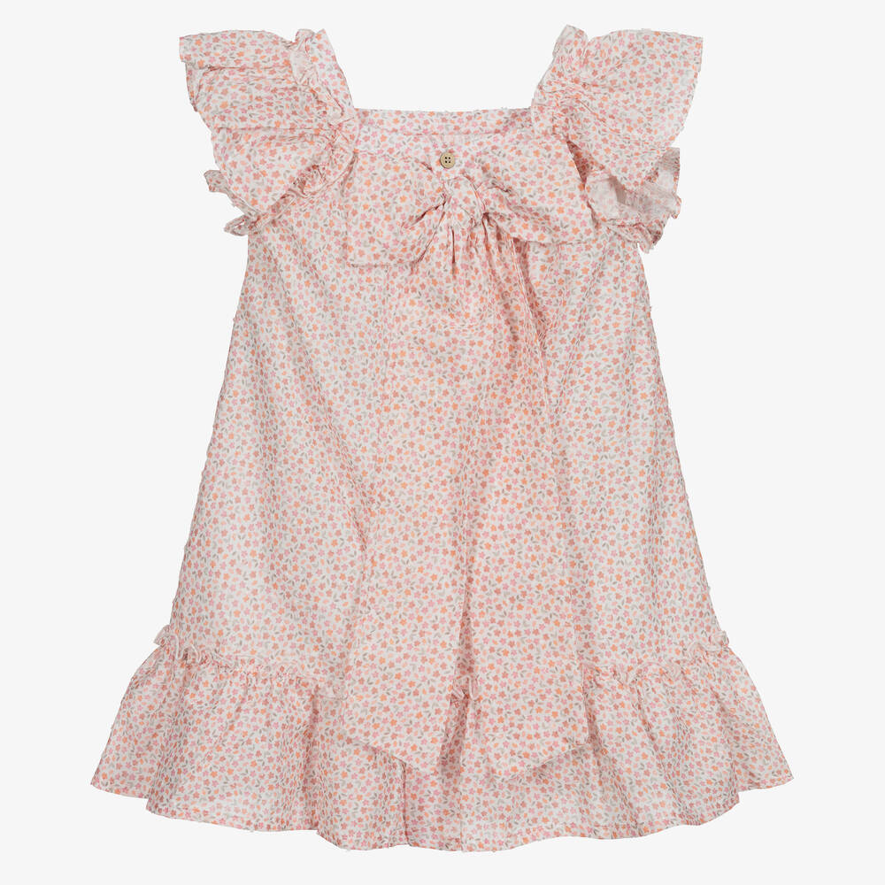 Babidu - Pink & White Floral Dress  | Childrensalon