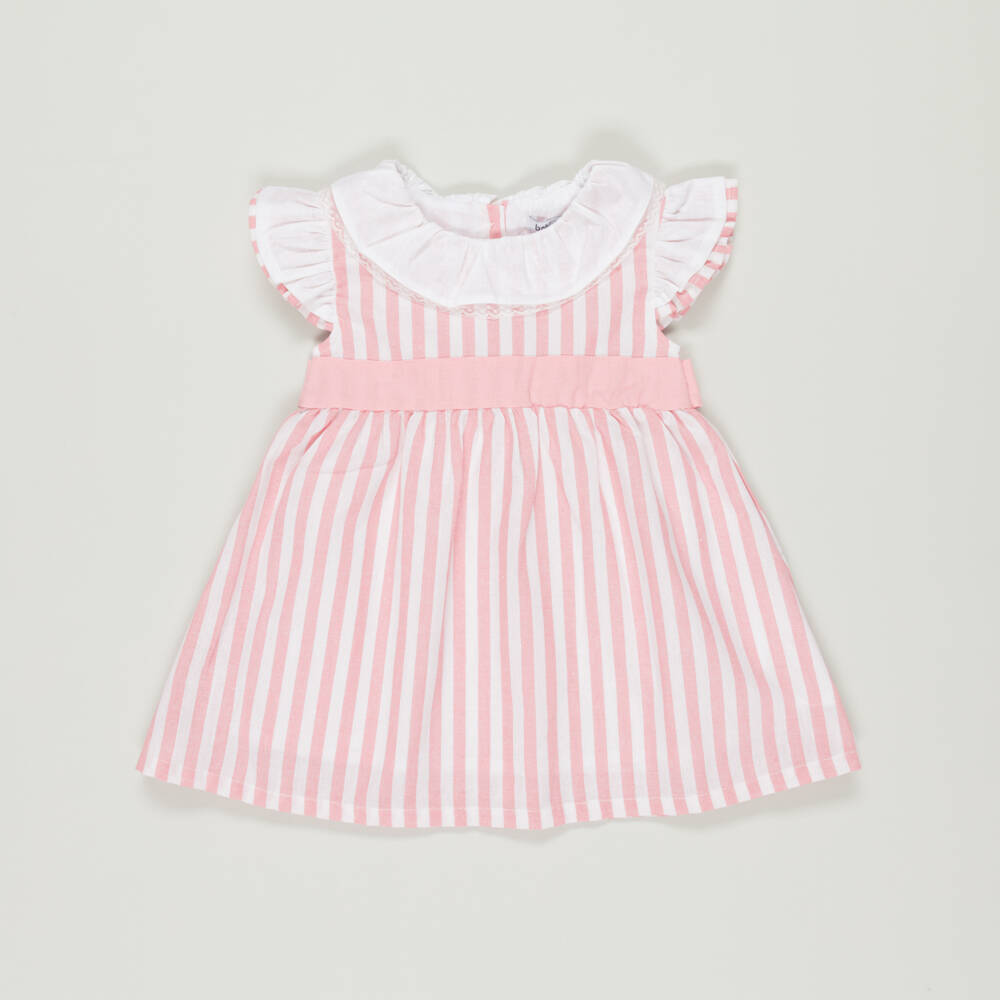 Babidu-Preloved Girls Pink Stripe Linen & Cotton Dress (2 years) | Childrensalon Outlet