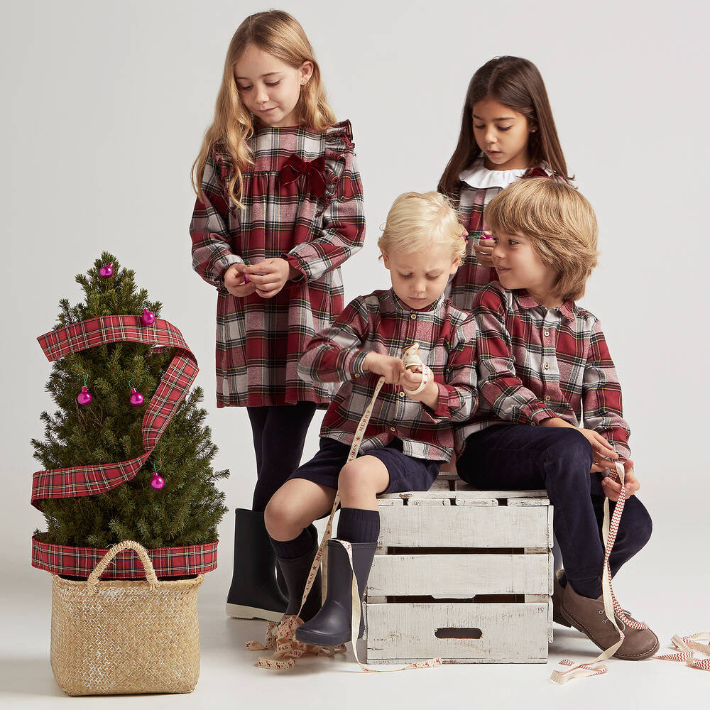 Babidu-طقم شورت قطن لون أحمر وكحلي للأولاد | Childrensalon Outlet