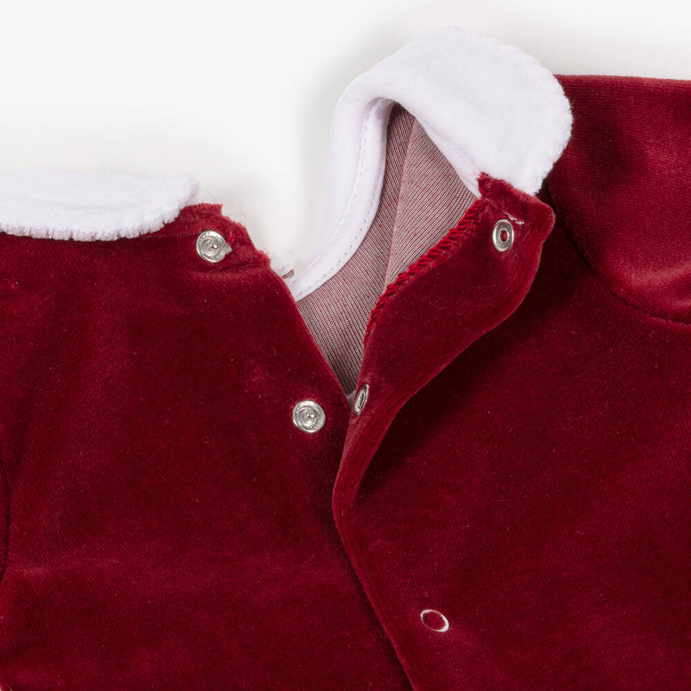 Babidu-Red Velour Smock 2 Pieve Babygrow | Childrensalon Outlet