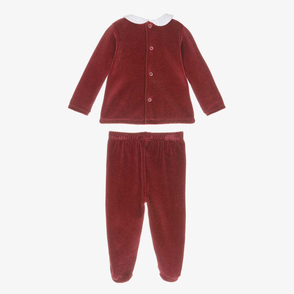 Babidu-Red Velour Smock 2 Pieve Babygrow | Childrensalon Outlet