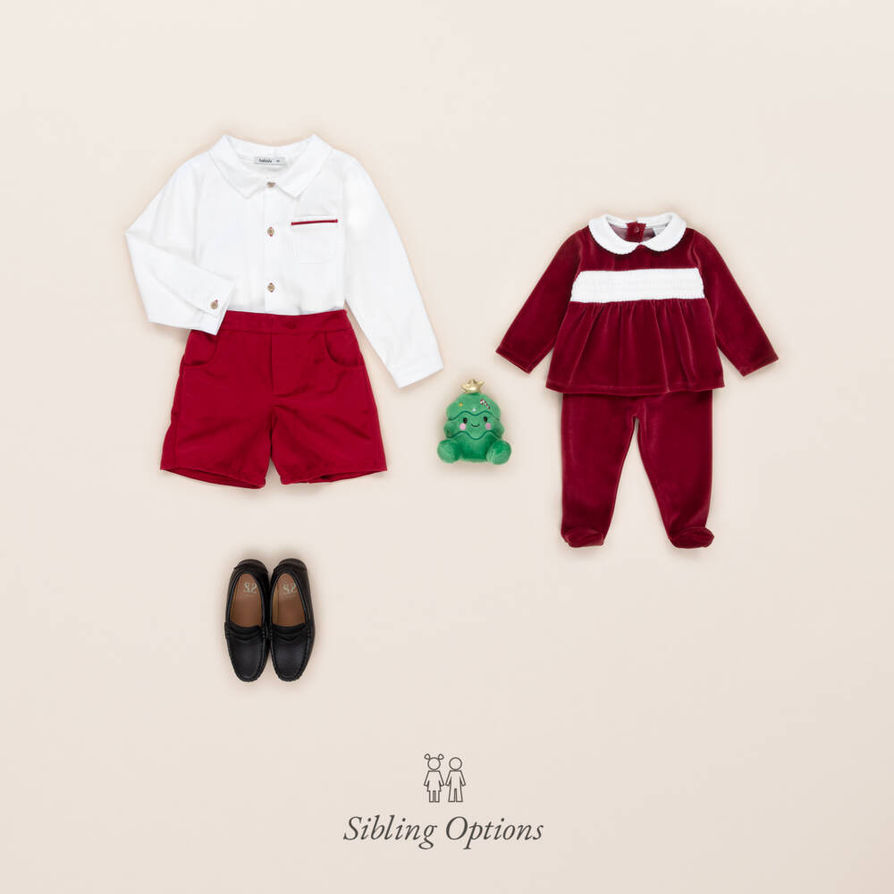 Babidu-Red Velour Smock 2 Pieve Babygrow | Childrensalon Outlet