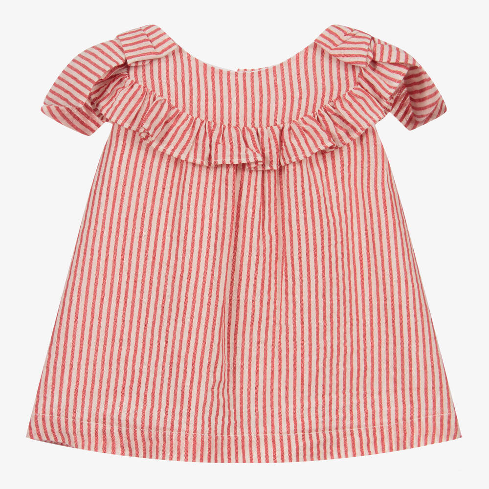 Babidu - Red & White Stripe Dress Set | Childrensalon