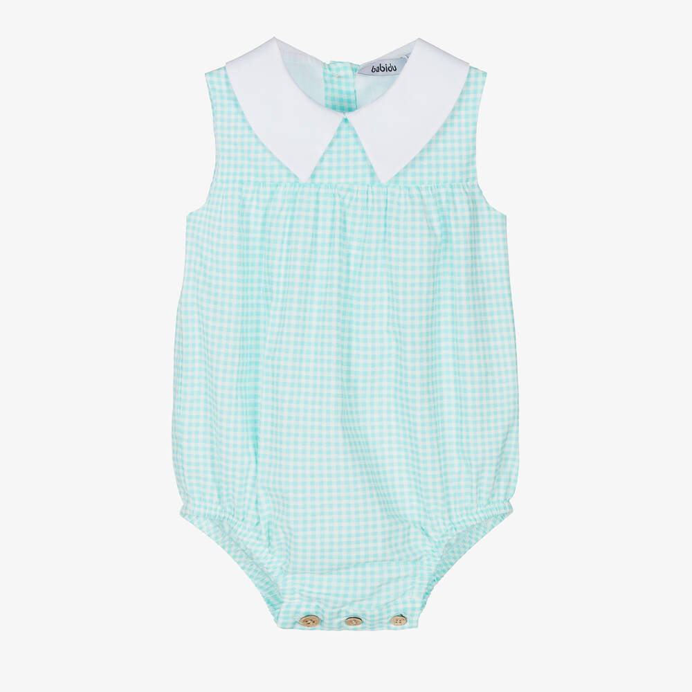 Babidu - Barboteuse turquoise en coton | Childrensalon