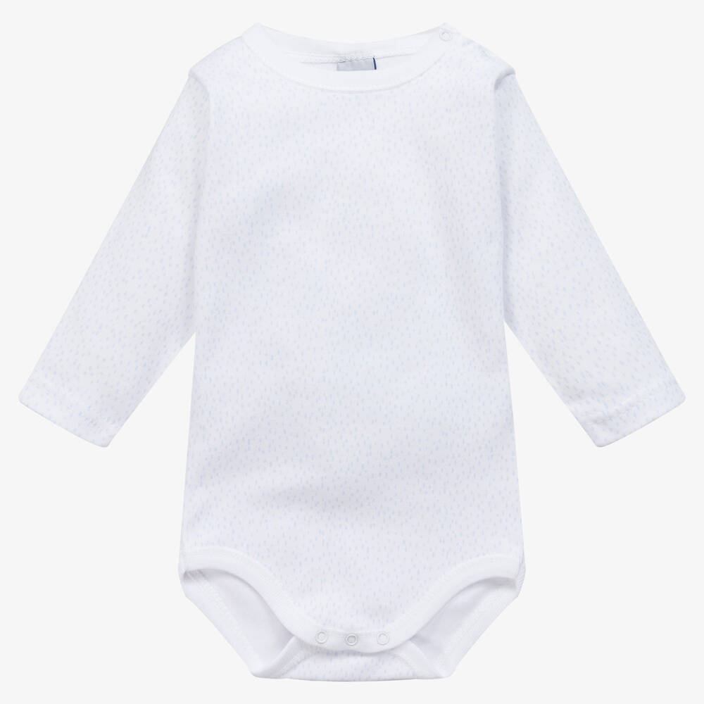 Babidu - White & Blue Cotton Bodyvest | Childrensalon