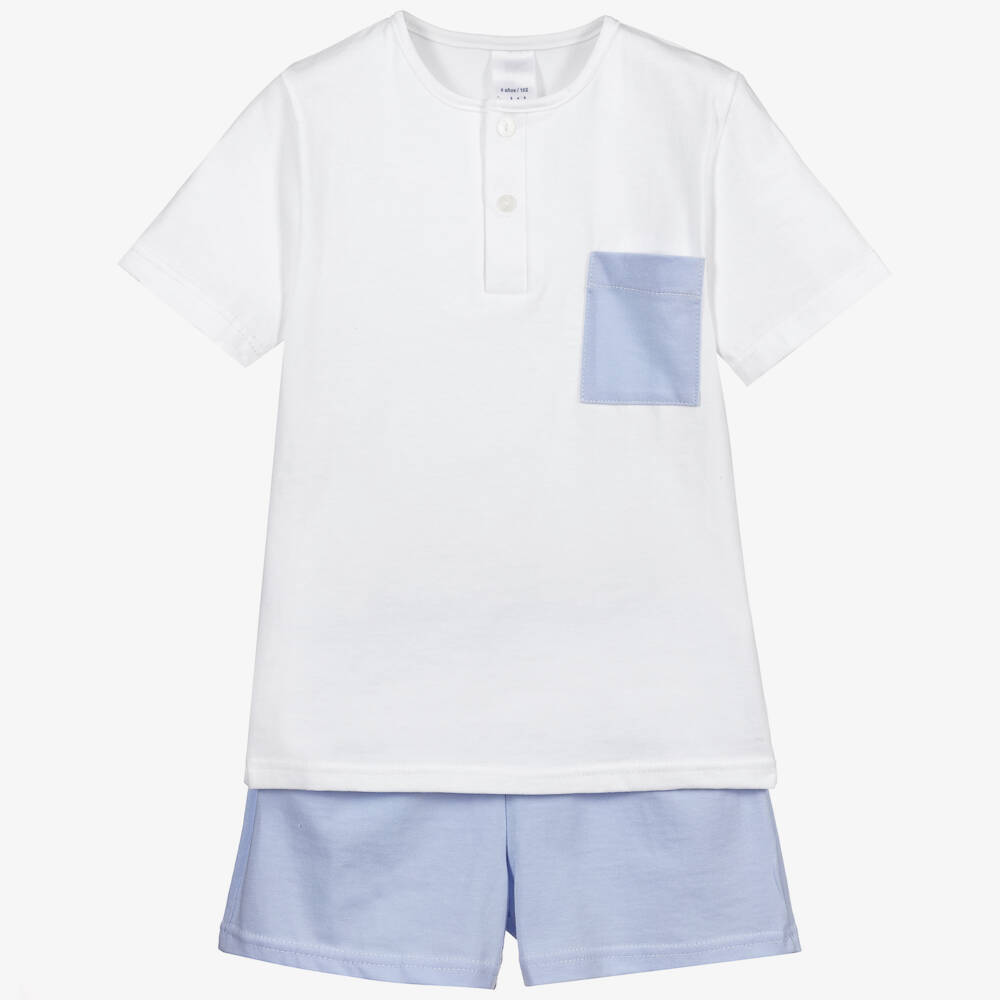 Babidu-White & Blue Short Pyjamas | Childrensalon Outlet