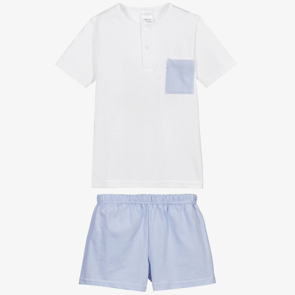 Babidu-White & Blue Short Pyjamas | Childrensalon Outlet