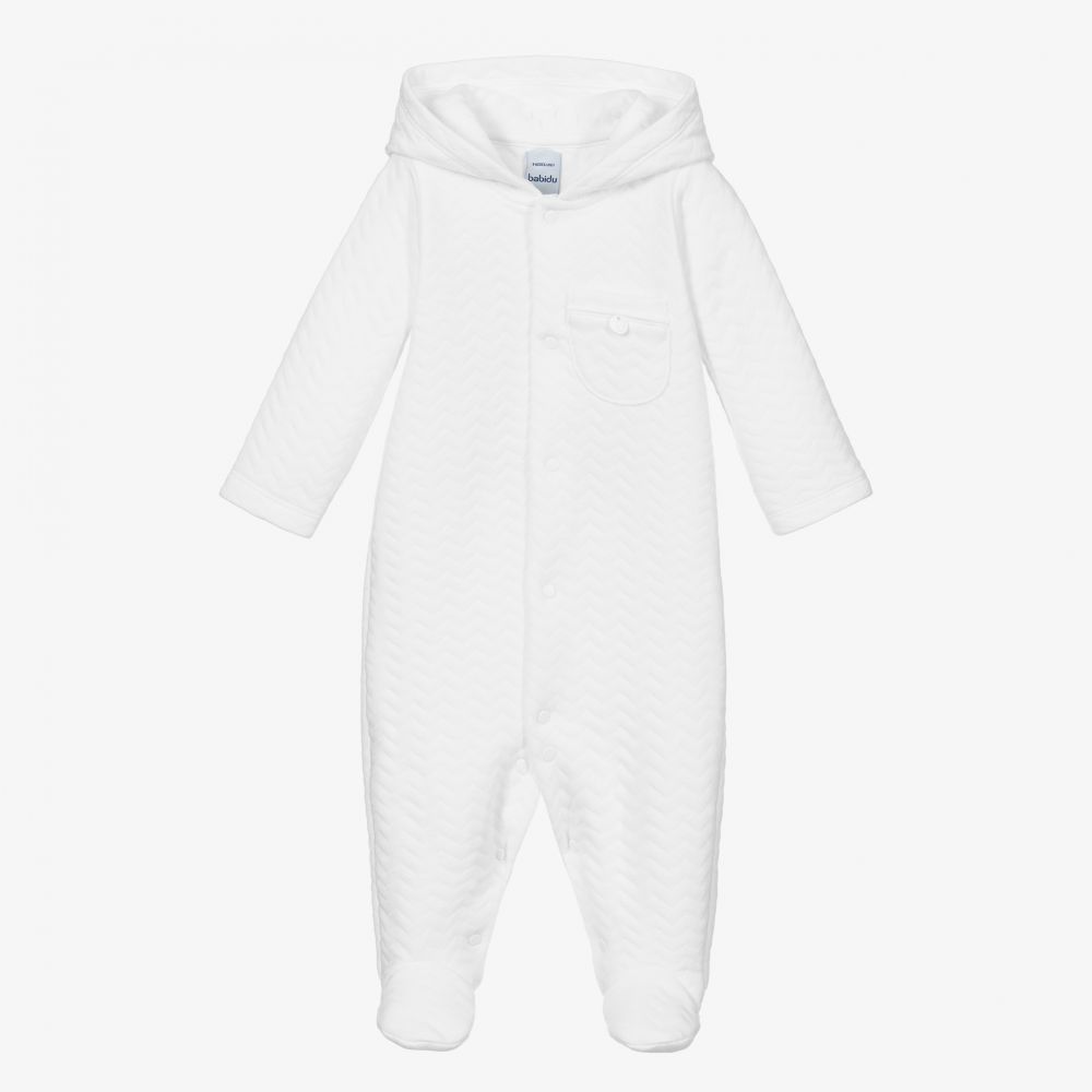 Babidu-White Cotton Baby Pramsuit | Childrensalon Outlet
