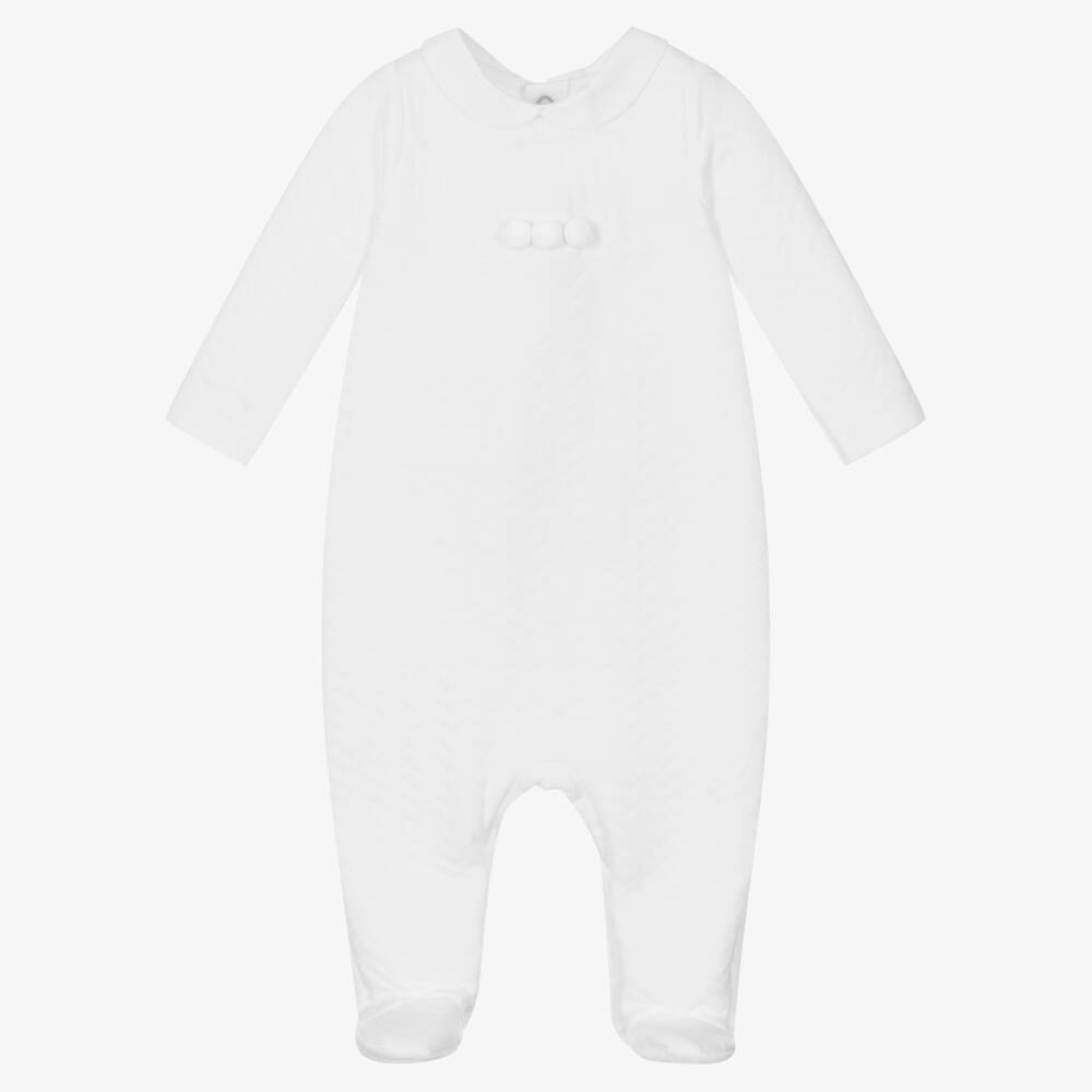 Babidu - White Cotton Babygrow | Childrensalon