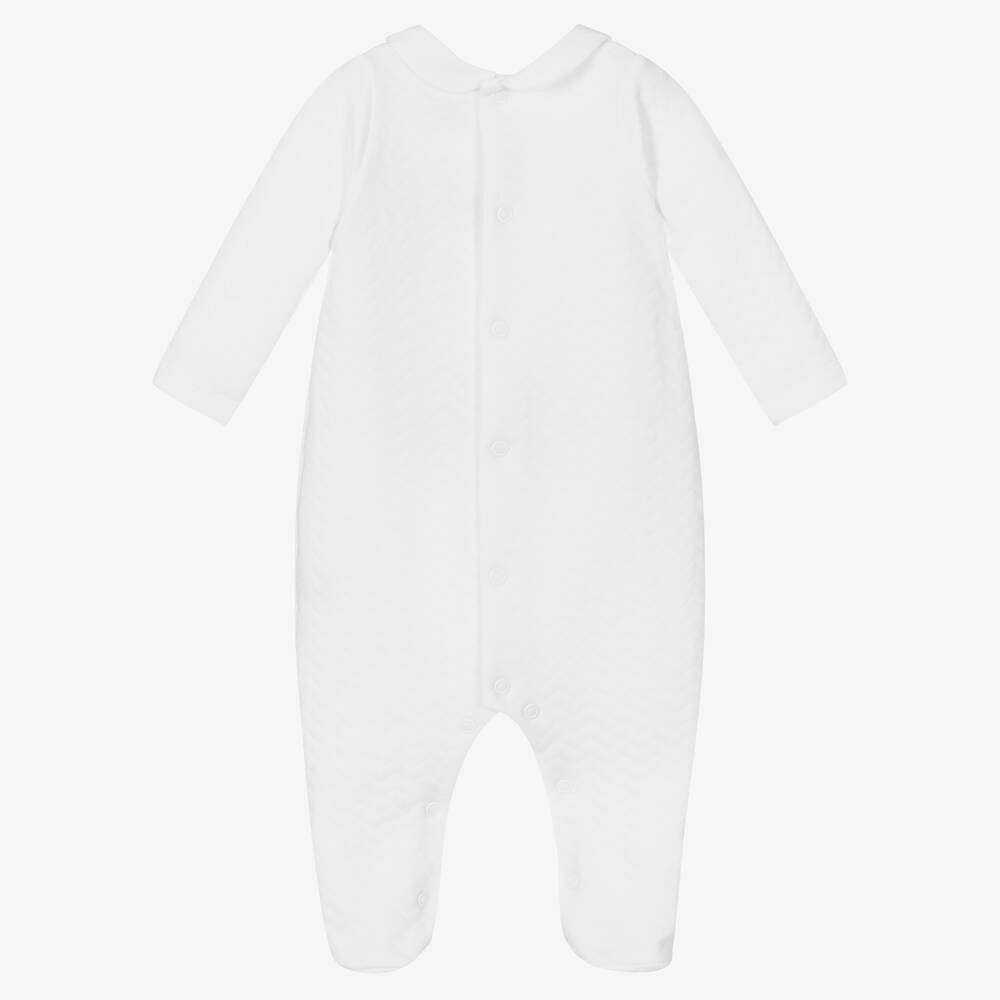 Babidu-White Cotton Babygrow | Childrensalon Outlet