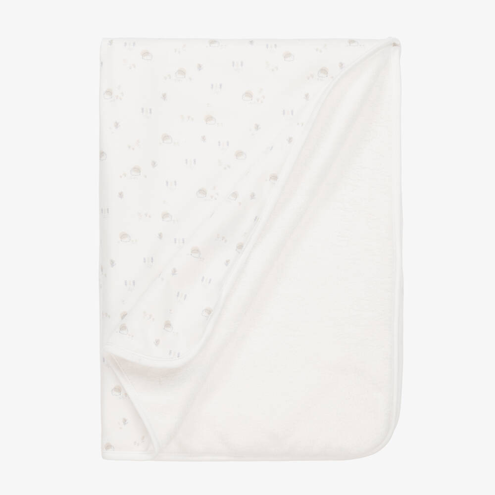 Babidu-White Cotton Hedgehog Blanket (90cm) | Childrensalon Outlet