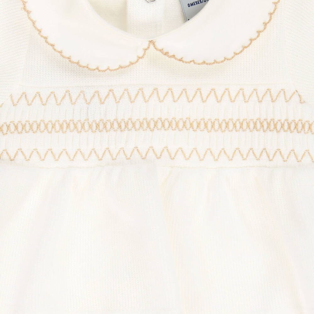 Babidu-White Cotton Knit 2 Piece Babygrow | Childrensalon Outlet