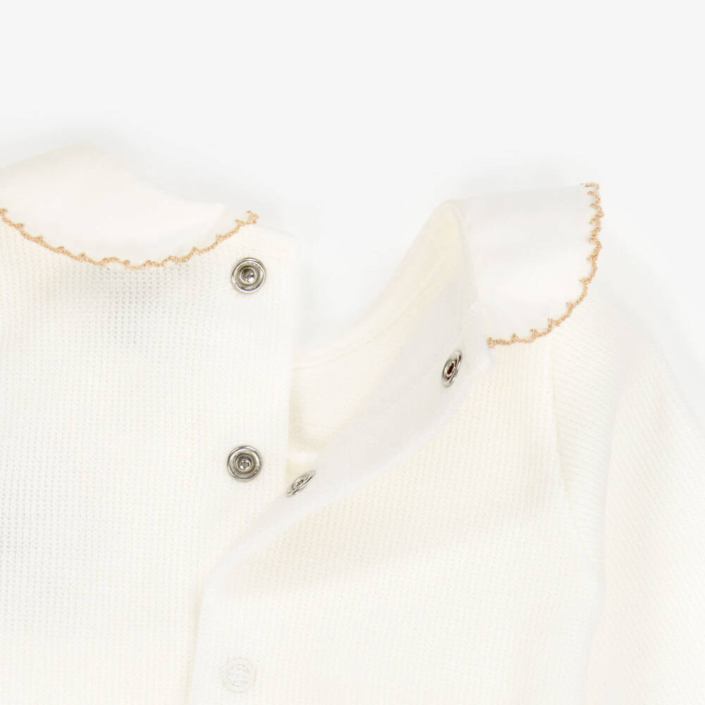 Babidu-White Cotton Knit 2 Piece Babygrow | Childrensalon Outlet