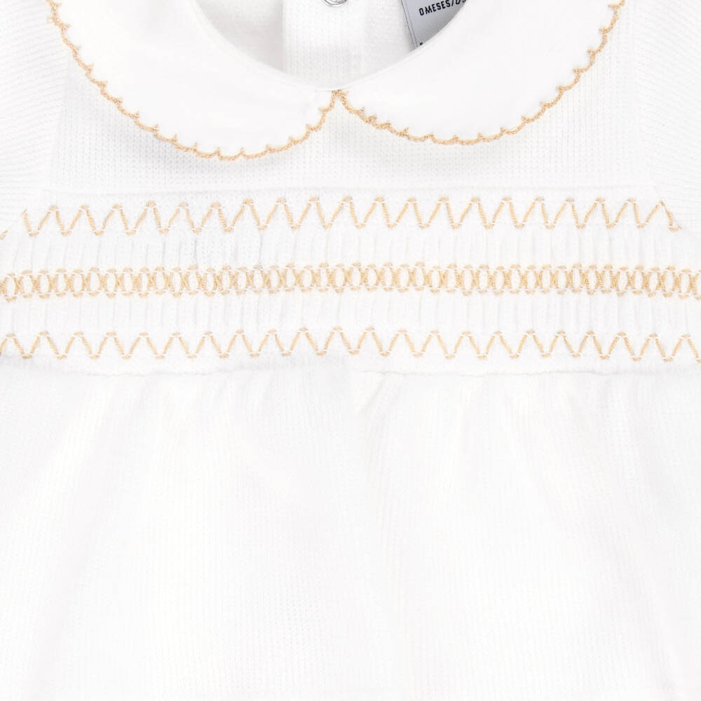Babidu-White Cotton Knit 2 Piece Babygrow | Childrensalon Outlet