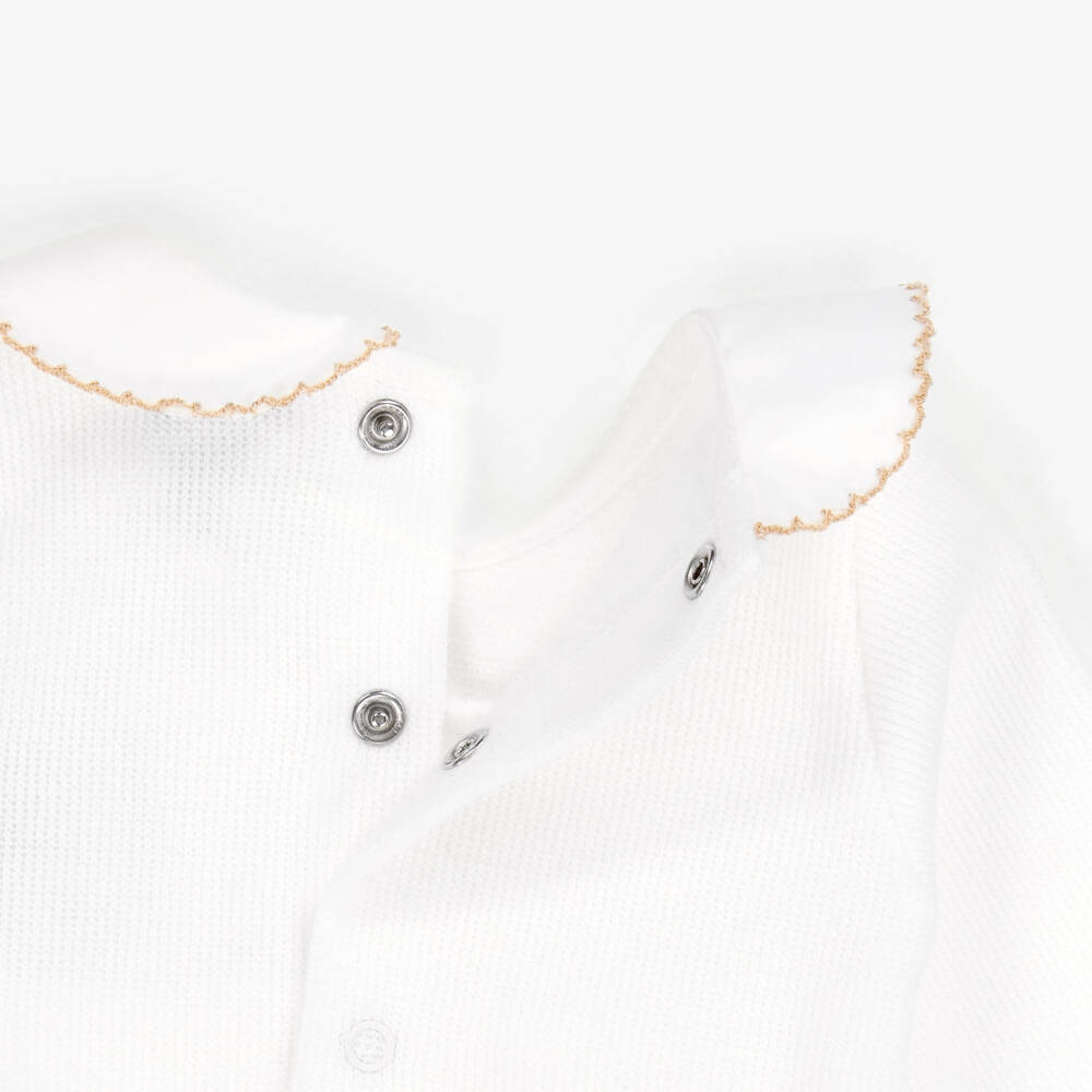 Babidu-White Cotton Knit 2 Piece Babygrow | Childrensalon Outlet