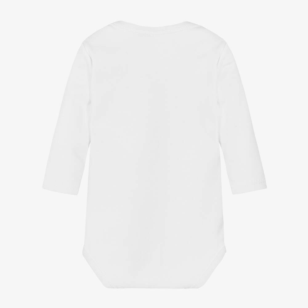 Babidu-White Cotton Long-Sleeved Bodyvest | Childrensalon Outlet