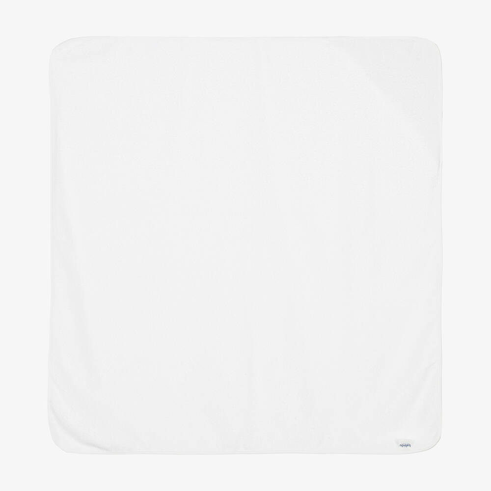 Babidu-White Floral Hooded Cotton Towel (100cm) | Childrensalon Outlet