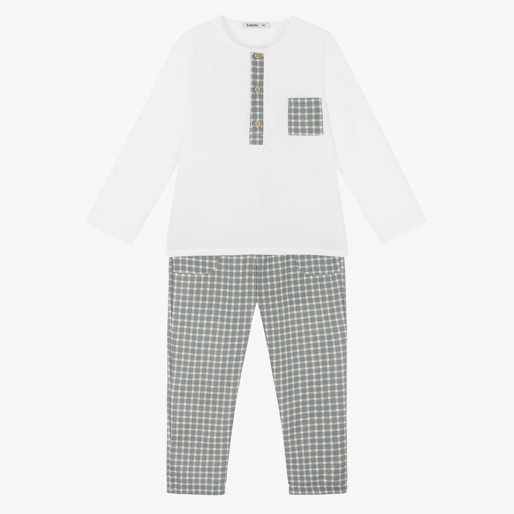 Babidu - Ensemble pantalon blanc vichy blanc | Childrensalon