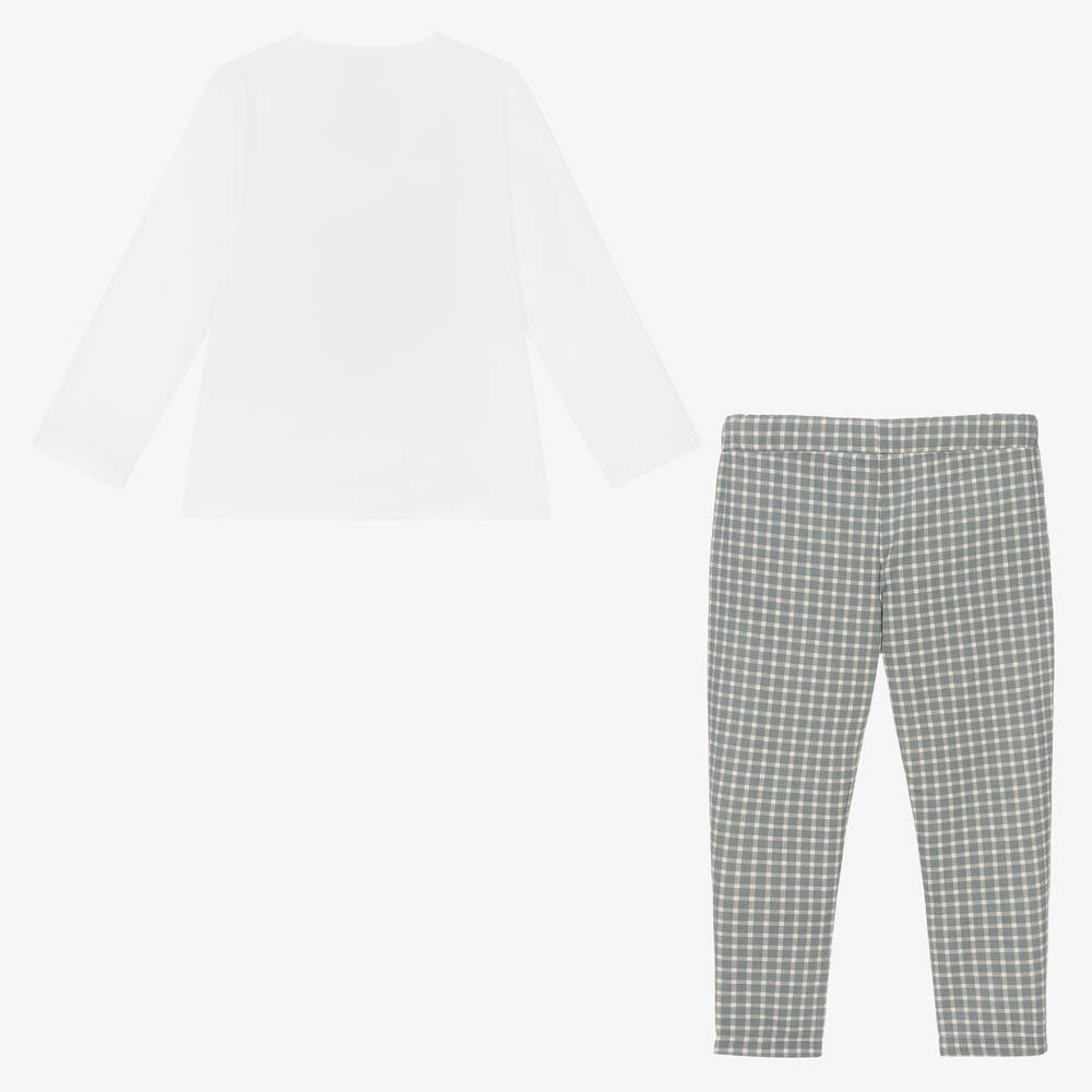 Babidu-Белый топ и брюки в клетку | Childrensalon Outlet