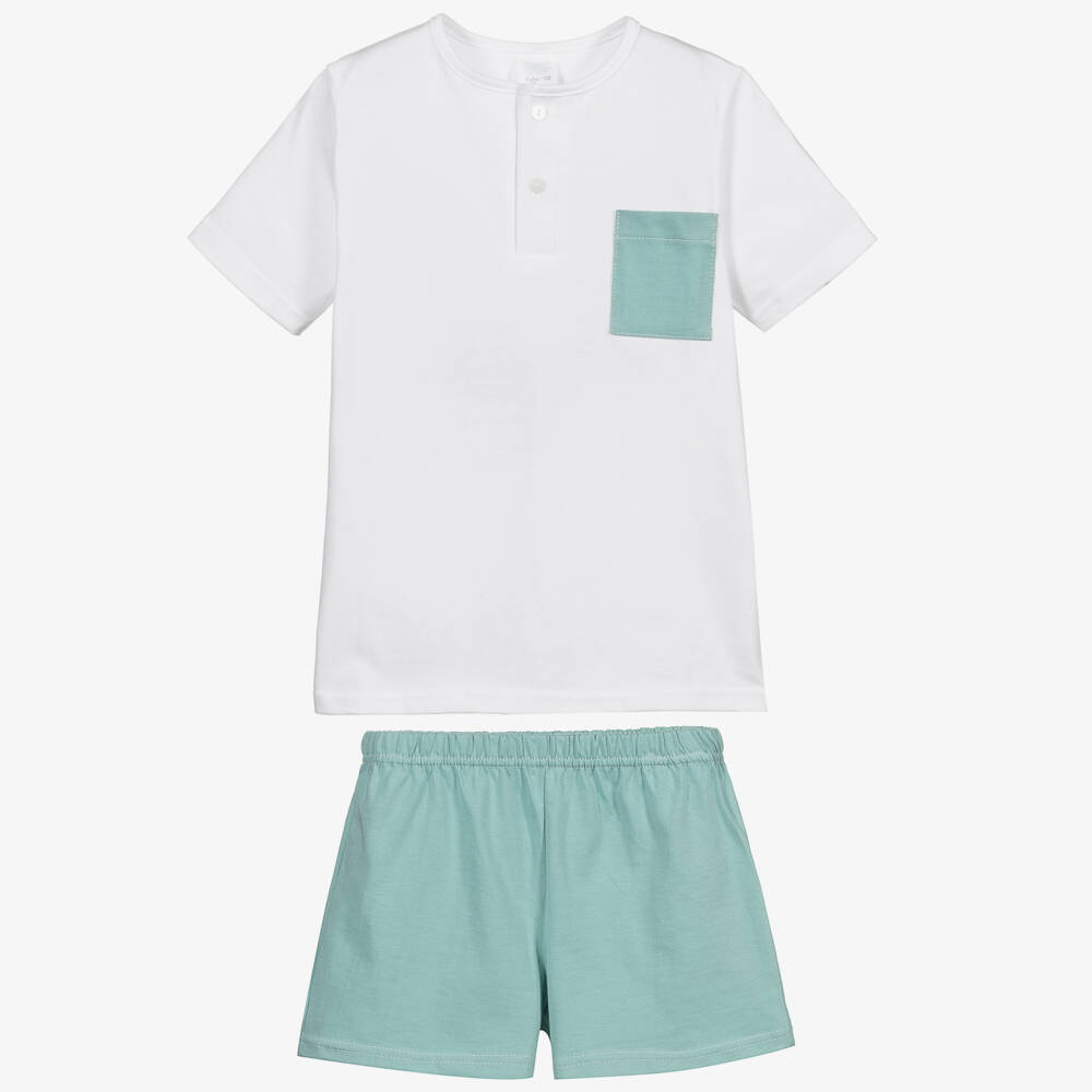 Babidu-White & Green Short Pyjamas | Childrensalon Outlet