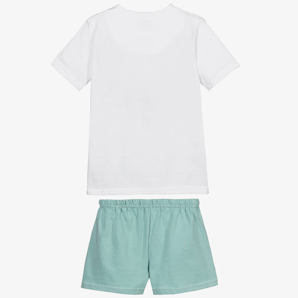 Babidu-White & Green Short Pyjamas | Childrensalon Outlet