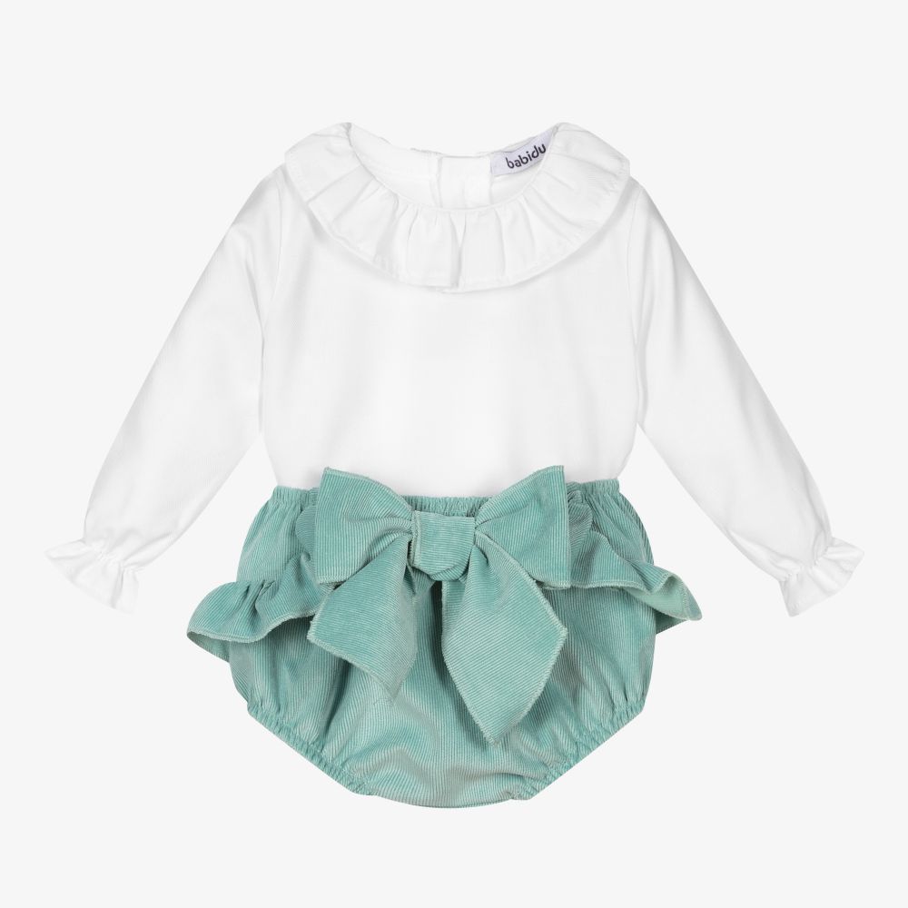 Babidu - Белая лузка с зелеными шортами | Childrensalon