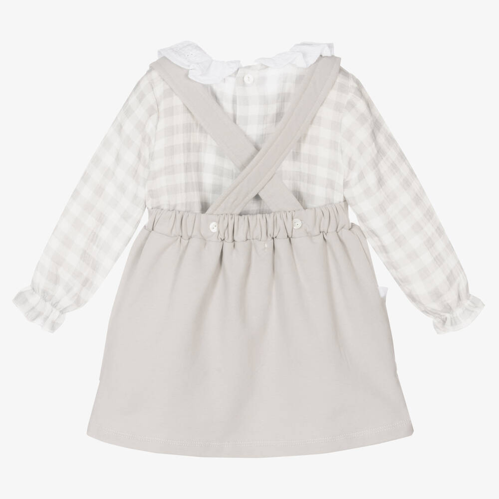 Babidu-White & Grey Cotton Skirt Set | Childrensalon Outlet