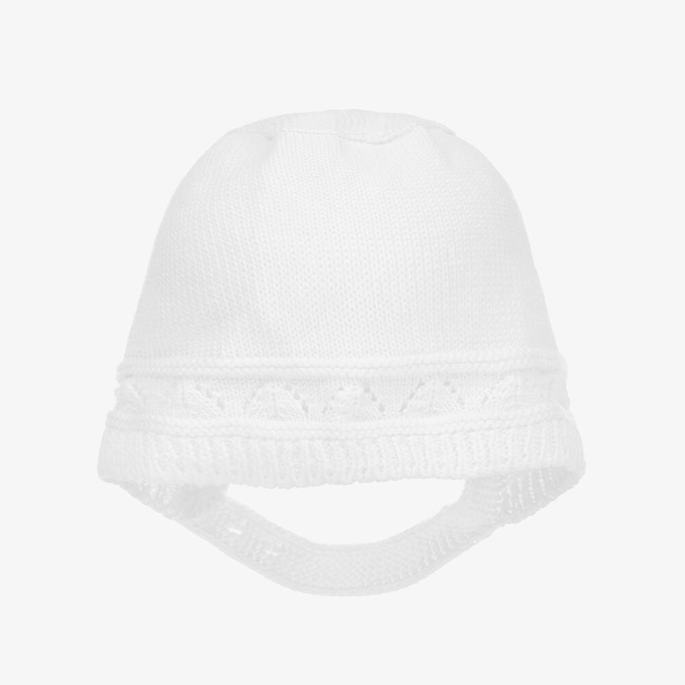 Babidu-White Knitted Baby Bonnet | Childrensalon Outlet