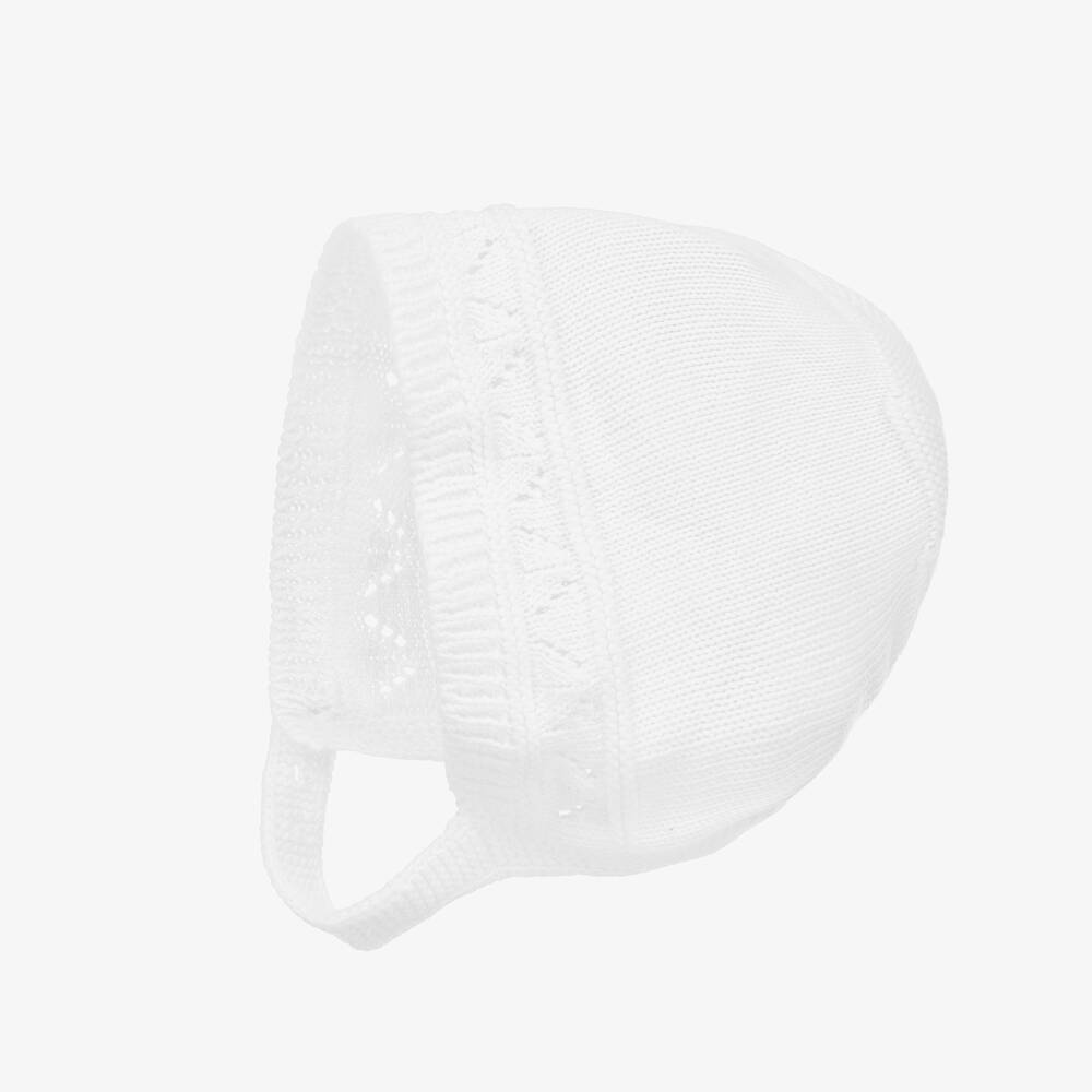 Babidu-White Knitted Baby Bonnet | Childrensalon Outlet
