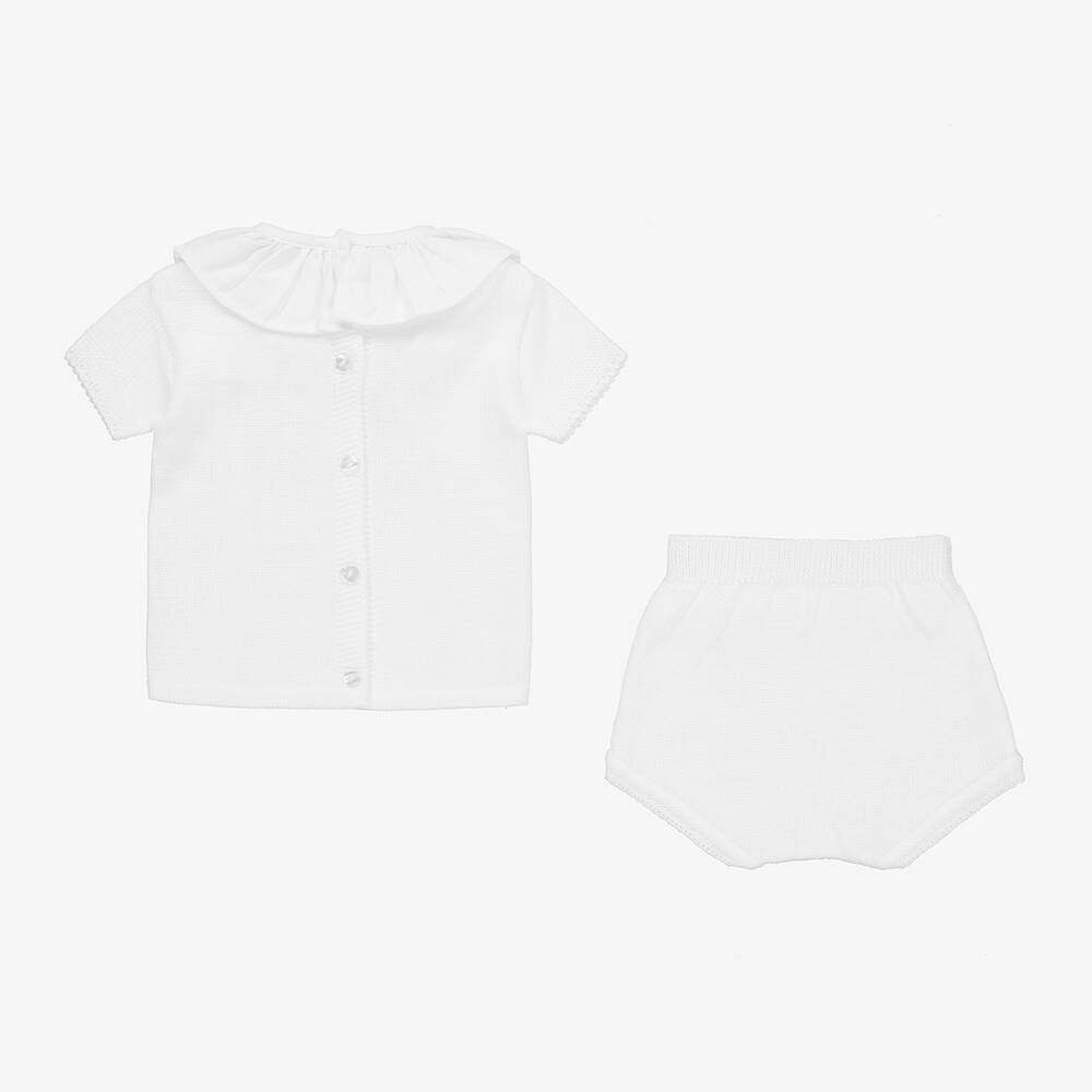 Babidu-White Knitted Baby Shorts Set | Childrensalon Outlet
