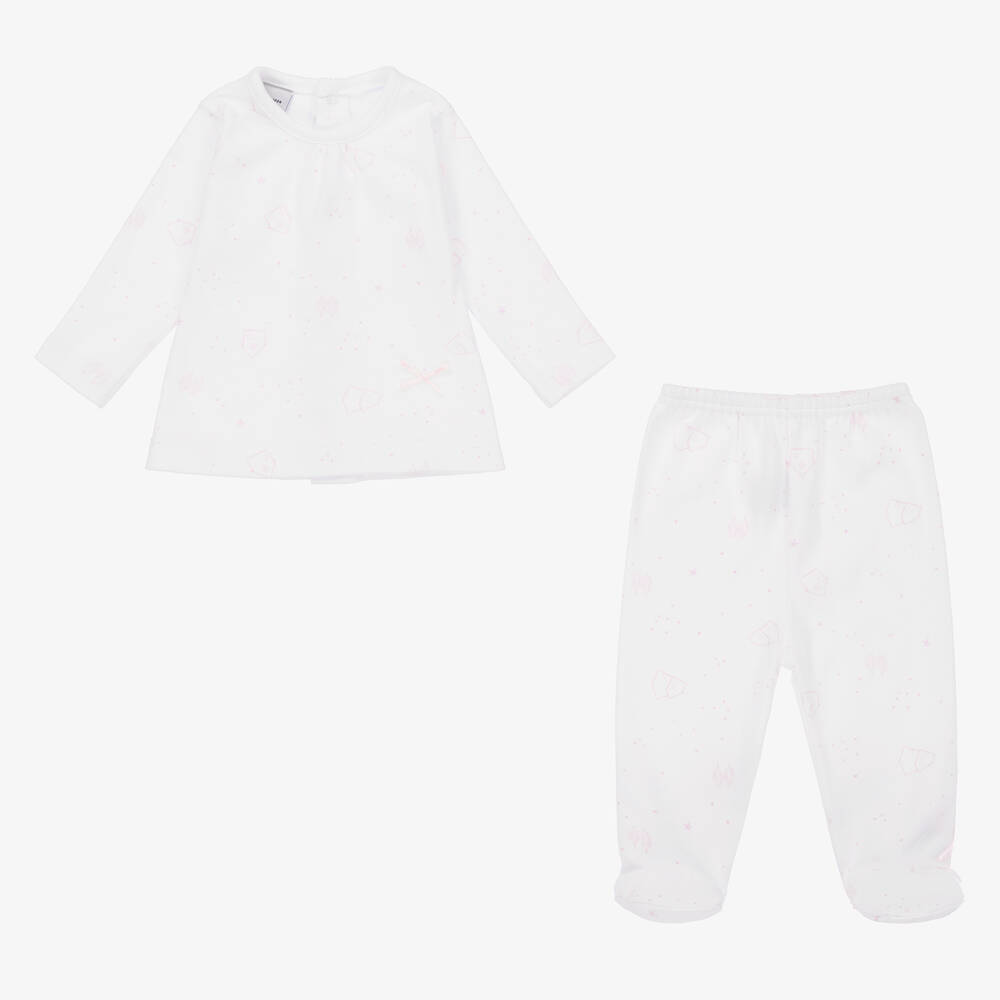 Babidu-White & Pink Babysuit Set | Childrensalon Outlet