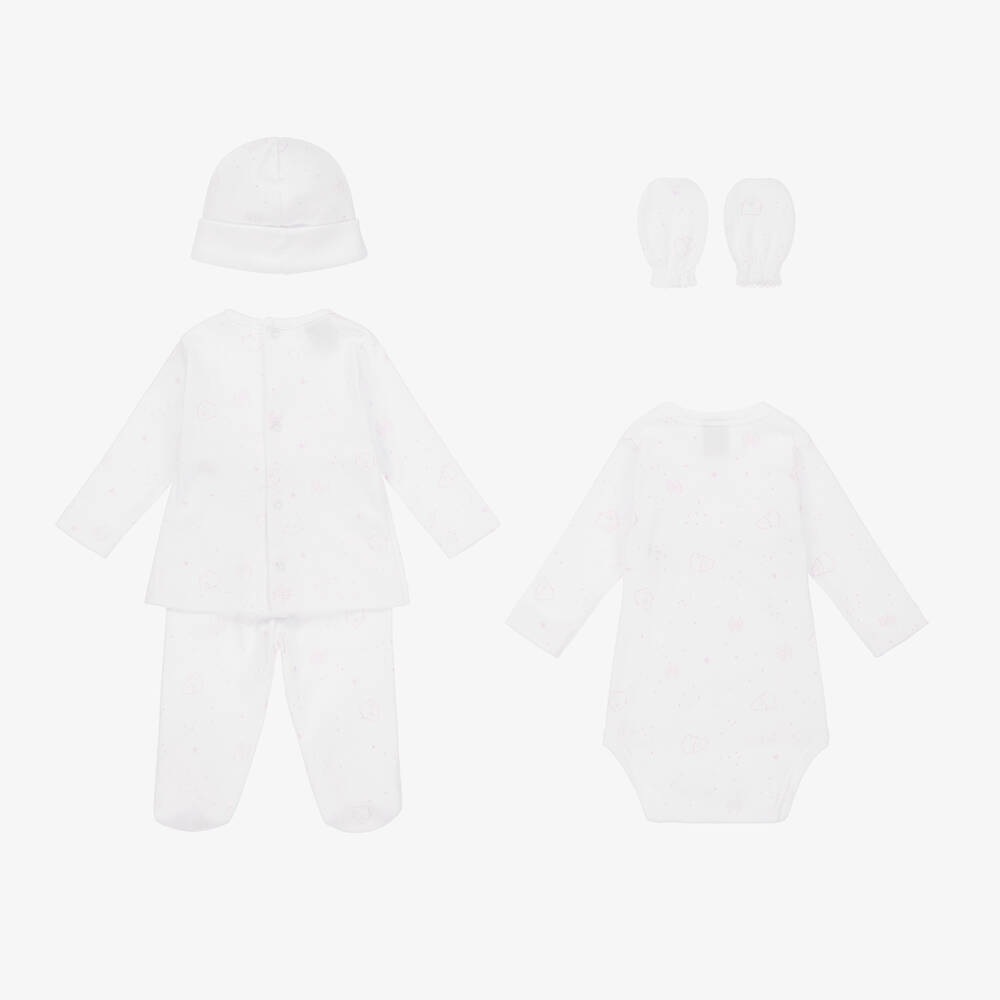 Babidu-White & Pink Babysuit Set | Childrensalon Outlet
