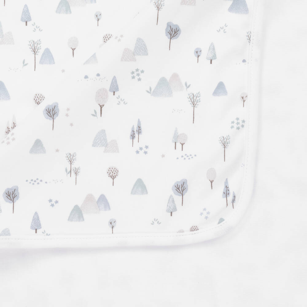 Babidu-بطانية قطن لون أبيض وأخضر للأطفال (78 سم) | Childrensalon Outlet