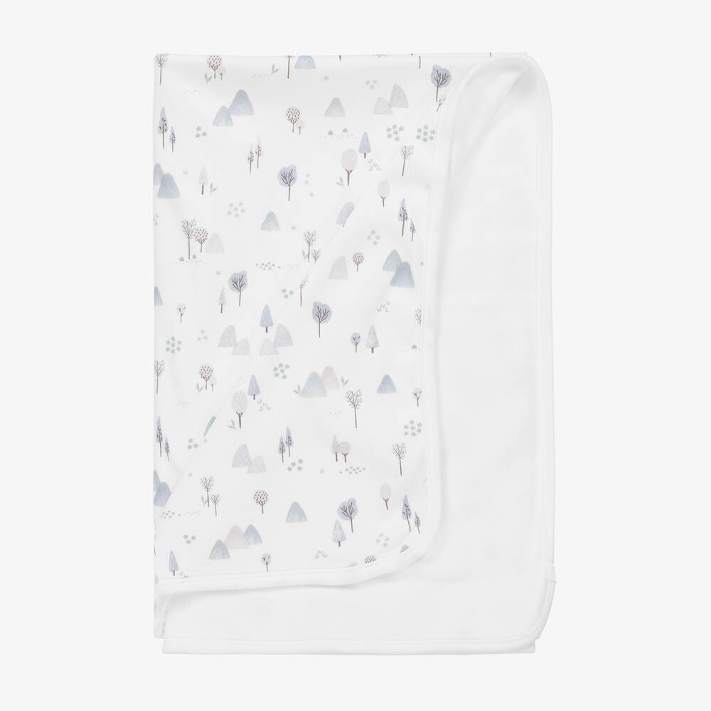 Babidu-White & Sage Green Baby Blanket (78cm) | Childrensalon Outlet