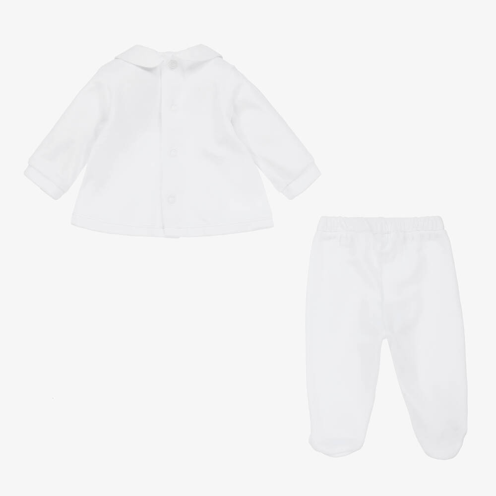 Babidu-White Velour 2 Piece Babygrow | Childrensalon Outlet