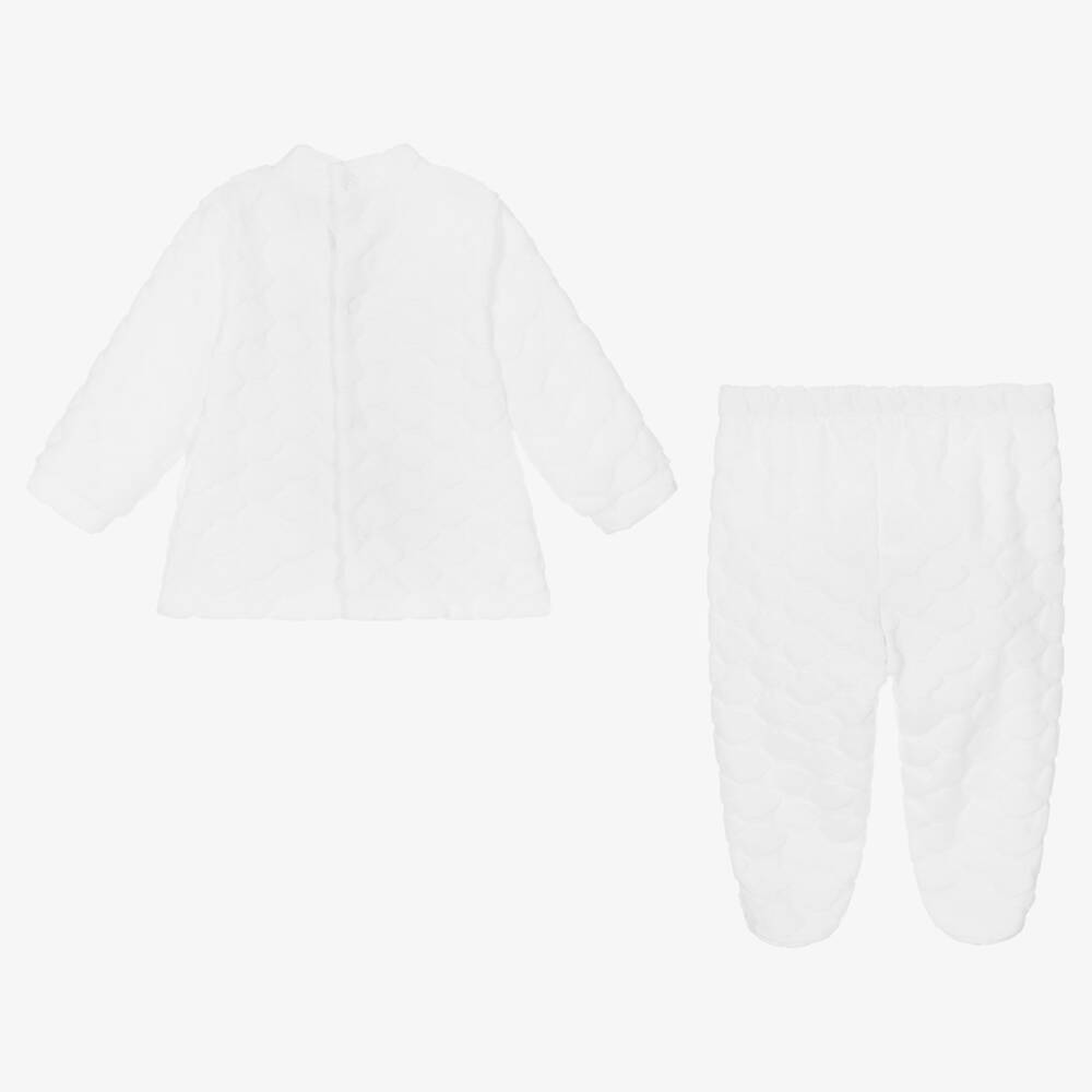 Babidu-White Velour 2 Piece Babygrow | Childrensalon Outlet