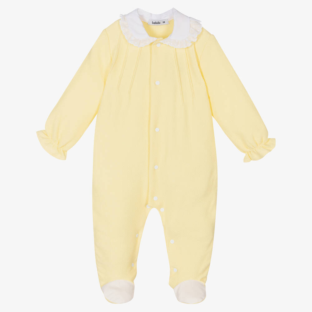 Babidu-Yellow Cotton Babygrow | Childrensalon Outlet