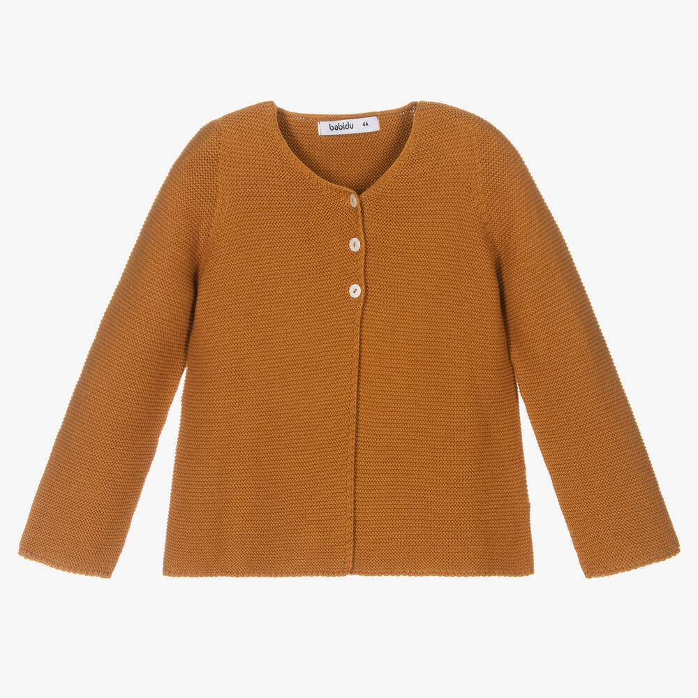 Babidu-Yellow Cotton Knit Cardigan | Childrensalon Outlet