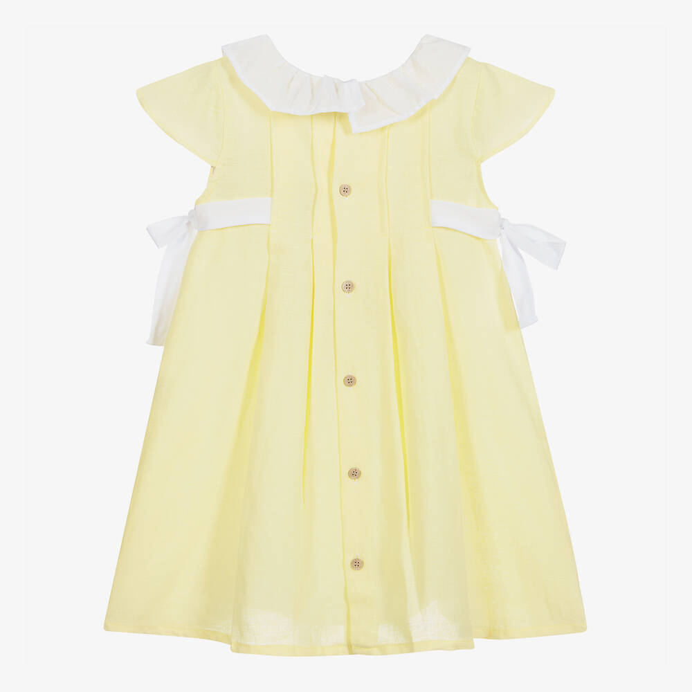 Babidu - Yellow & White Cotton Dress | Childrensalon Outlet