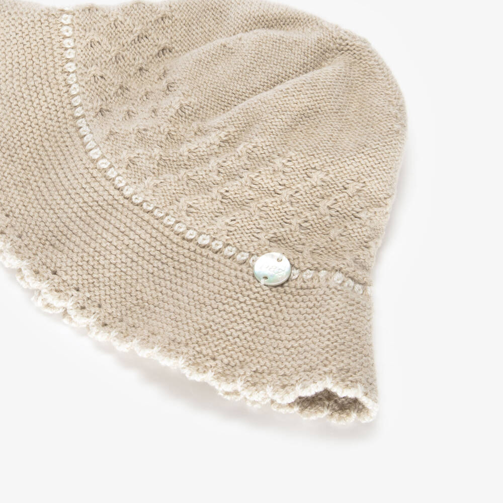 PAZ Rodríguez-Baby Beige Cotton & Cashmere Knitted Hat | Childrensalon Outlet