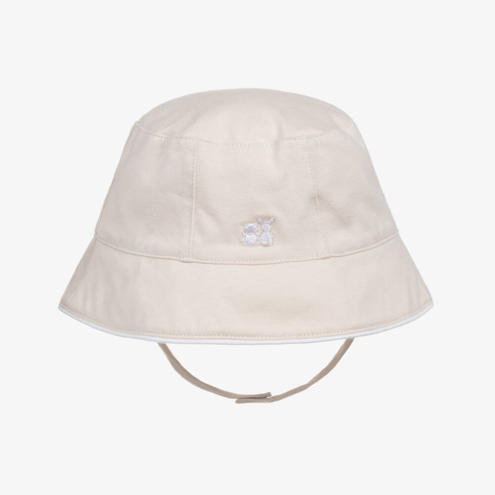 Emile et Rose-Baby Beige Cotton Jersey Sun Hat | Childrensalon Outlet