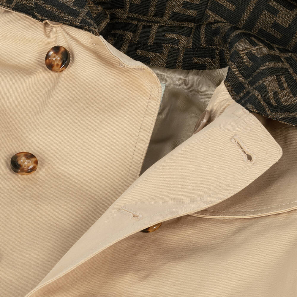 Fendi-Baby Beige Cotton Teddy Bear Trench Jacket | Childrensalon Outlet
