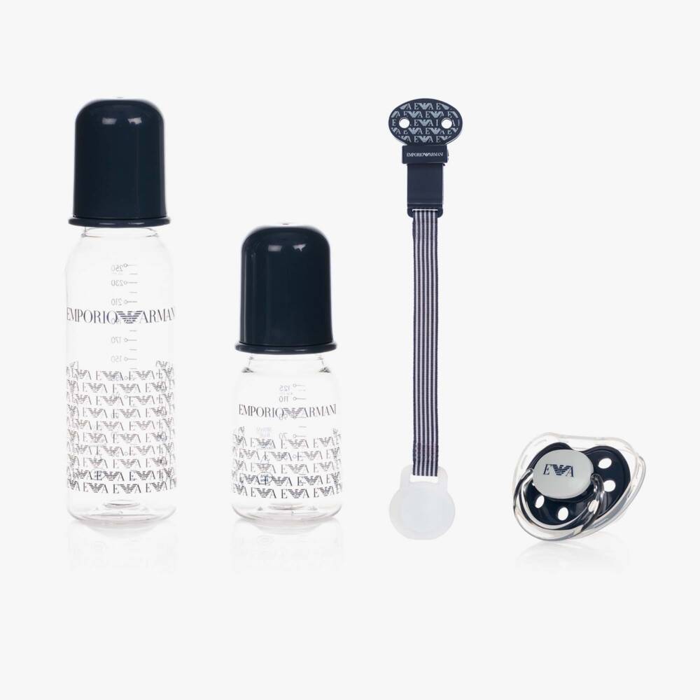 Emporio Armani-Baby Boys 4 Piece Navy Blue Bottle Set | Childrensalon Outlet