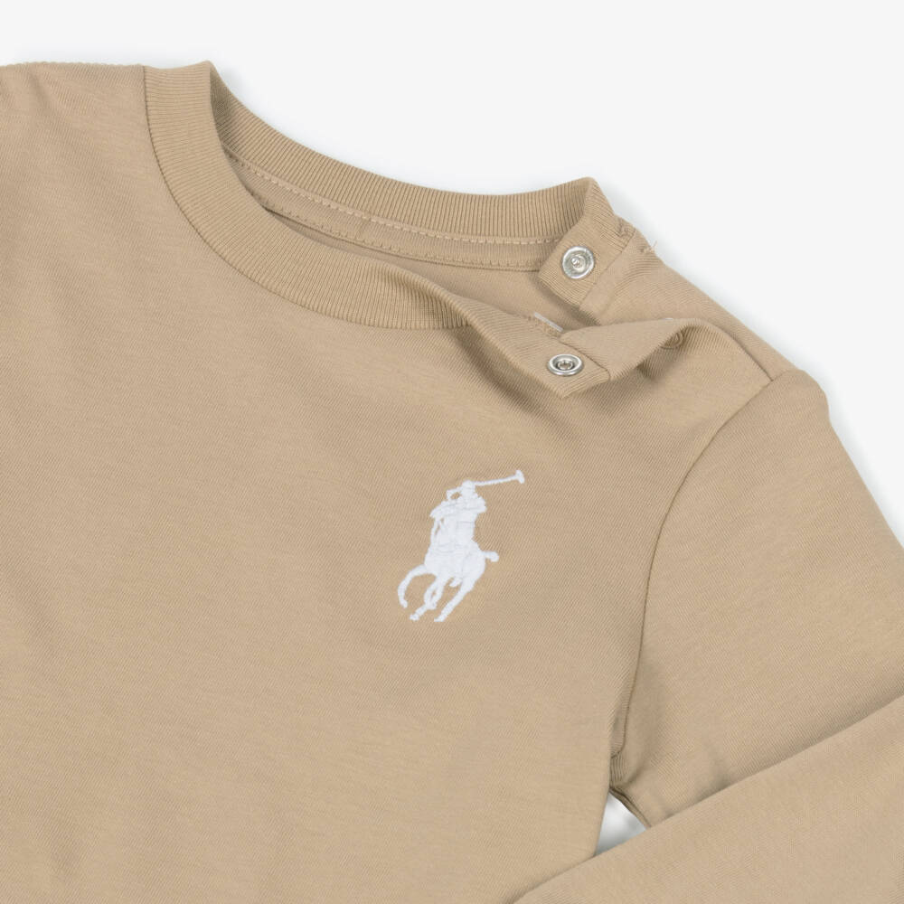 Ralph Lauren-Baby Boys Beige Cotton Big Pony Top | Childrensalon Outlet
