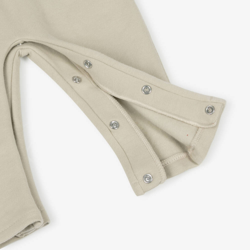 Babidu-Baby Boys Beige Cotton Bunny & Cloud Dungaree Set | Childrensalon Outlet