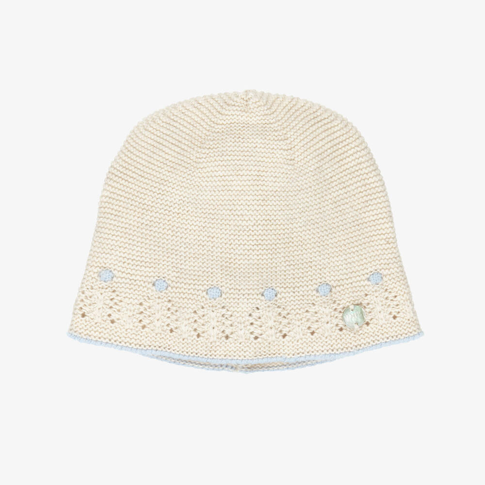 PAZ Rodríguez-Бежевая вязаная шапка с синим для мальчиков | Childrensalon Outlet