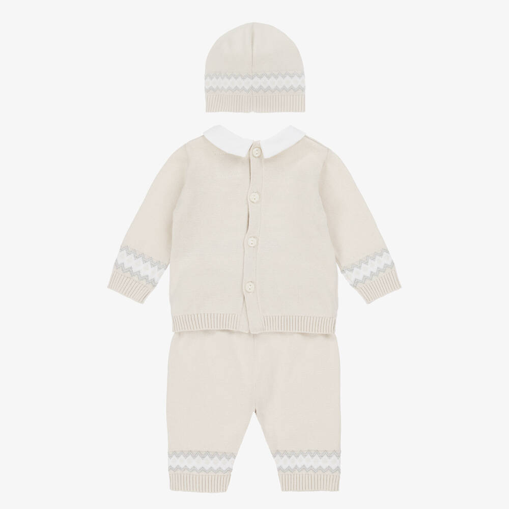 Emile et Rose-Baby Boys Beige Cotton Teddy Bear Trouser Set | Childrensalon Outlet