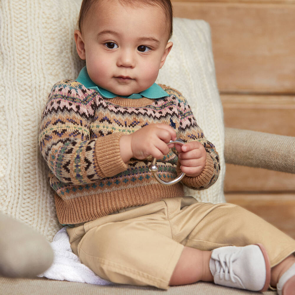 Ralph Lauren-Baby Boys Beige Cotton Trousers | Childrensalon Outlet