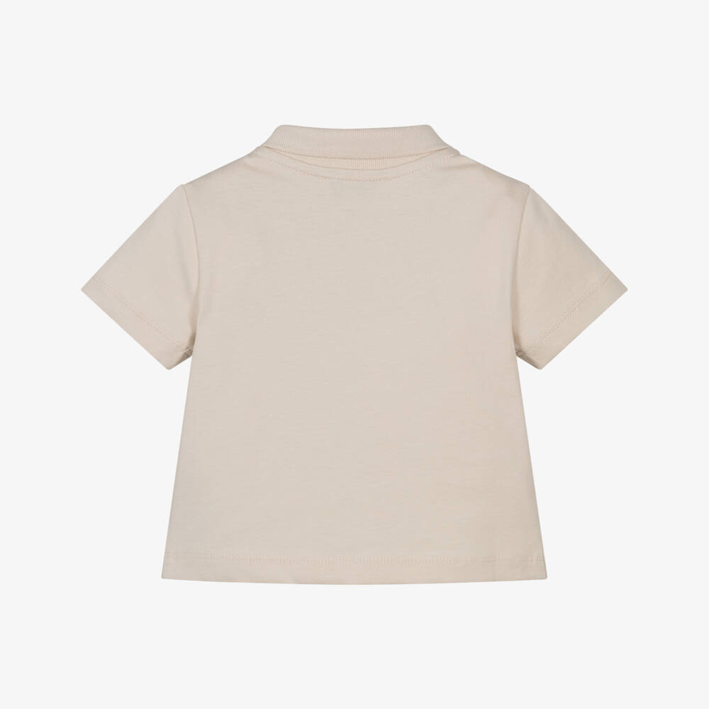 Emporio Armani-Baby Boys Beige Flocked Pocket Polo Shirt | Childrensalon Outlet